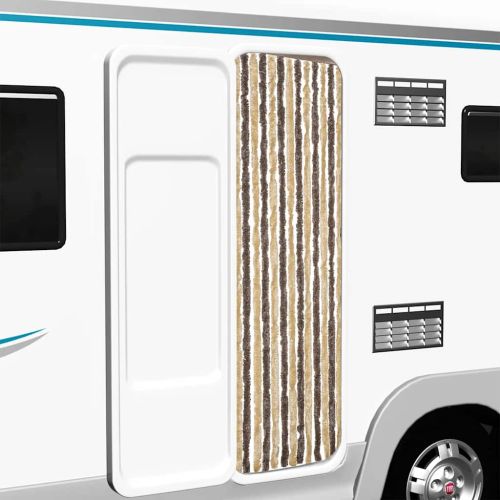 Ресни за врата против мухи, кафяво и бежово, 56x200 см, шенил