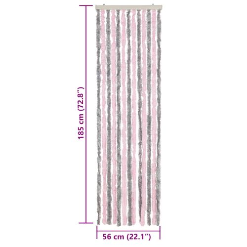 Ресни за врата против мухи, сиво и розово, 56x185 см, шенил