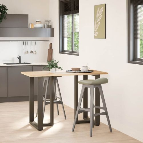 Крака за бар маса, Т-образни, 2 бр., черни, 60x35x(90-91) см, стомана