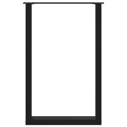 Крака за бар маса, U-образни, 2 бр., черни, 60 x (90-91) см, стомана