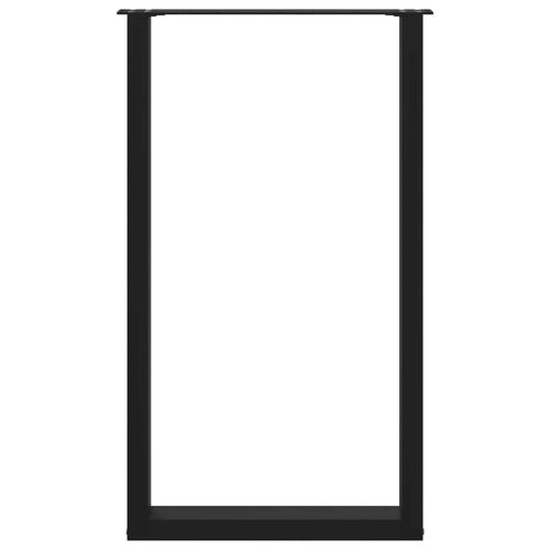 Крака за бар маса, U-образни, 2 бр., черни, 60 x (100-101) см, стомана