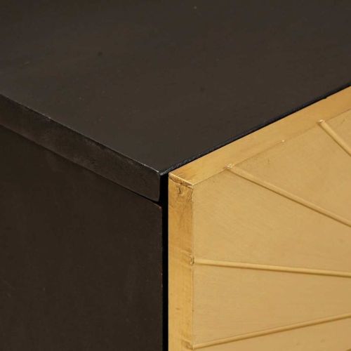 Нощно шкафче Черен и златен 50 x 33 x 60 см Инженерна дървесина