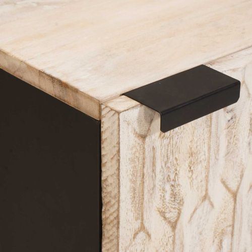 Окачен шкаф за баня Бяло 38 x 33 x 48 см Солидно мангово дърво