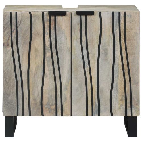 Шкаф за мивка в баня Бяло 62 x 33 x 58 см Инженерно дърво