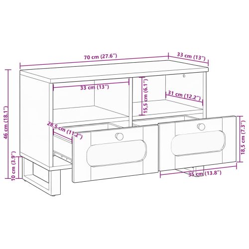 ТВ шкаф с чекмедже Кафяво 70 x 33 x 46 см Солидно мангово дърво