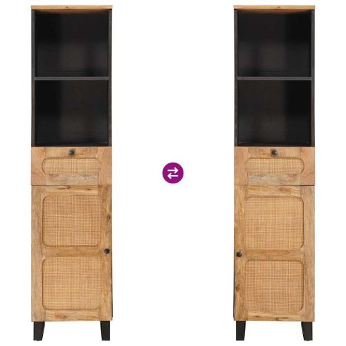 Шкаф за баня Кафяво 38 x 33 x 160 см Солидно мангово дърво