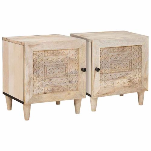 Нощен шкаф 2 pcs Бяло 80 x 50 x 40 cm Инженерна дървесина