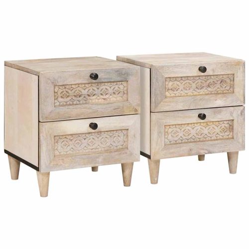 Нощен шкаф 2 pcs Бяло 40 x 33 x 46 см Инженерна дървесина