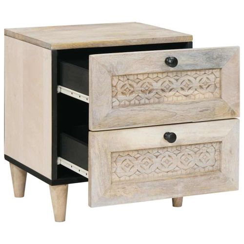 Нощен шкаф 2 pcs Бяло 40 x 33 x 46 см Инженерна дървесина