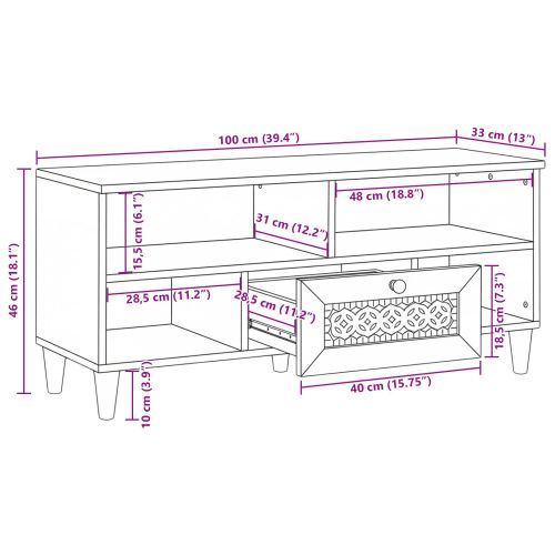 ТВ Единици с чекмедже Бяло 105 x 33 x 46 см Инженерно дърво
