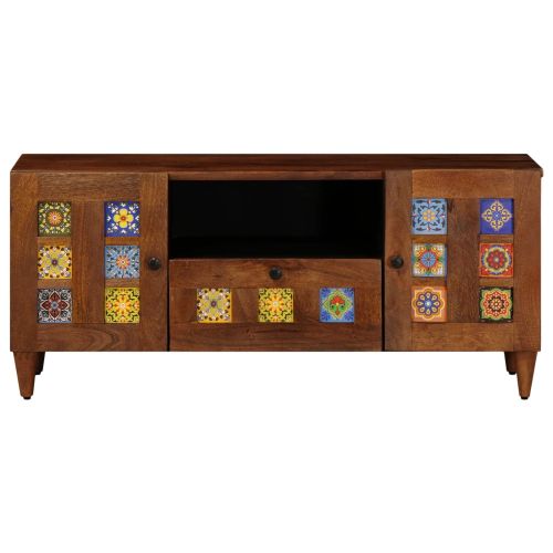 ТВ шкаф с чекмедже Орех 105 x 33 x 46 см Солидно мангово дърво