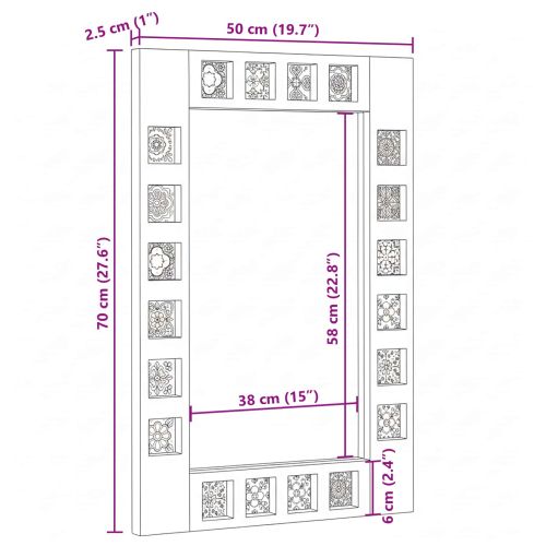 Огледало за баня Орех 50 x 70 x 2,5 см Солидно мангово дърво