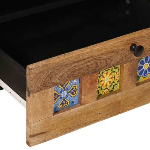 ТВ шкаф с рафт Естествен 80 x 33 x 46 см Солидно мангово дърво