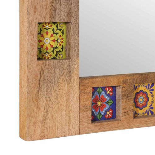 Огледало за баня Естествен 50 x 70 x 3 см Солидно мангово дърво