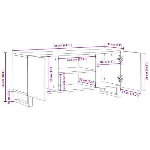 ТВ шкаф Кафяво 105 x 33 x 46 см Солидно мангово дърво