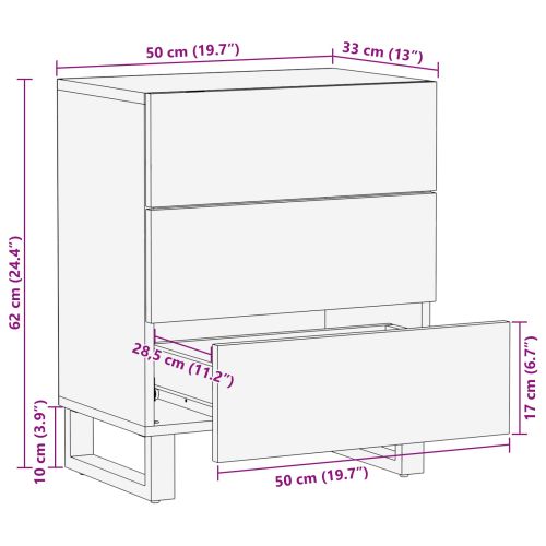 Леглов шкаф Кафяво 50 x 33 x 62 см Солидно мангово дърво