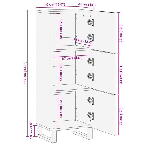 Съхранителен висок шкаф с рафт с врата Кафяво 40 x 33 x 110 см