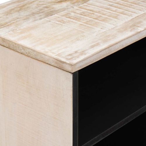 ТВ шкаф с рафт Бяло 80 x 31,5 x 46 см Солидно мангово дърво