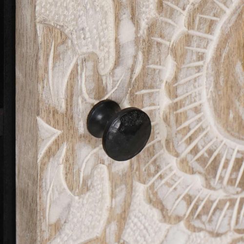 ТВ шкаф с рафт Бяло 80 x 31,5 x 46 см Солидно мангово дърво