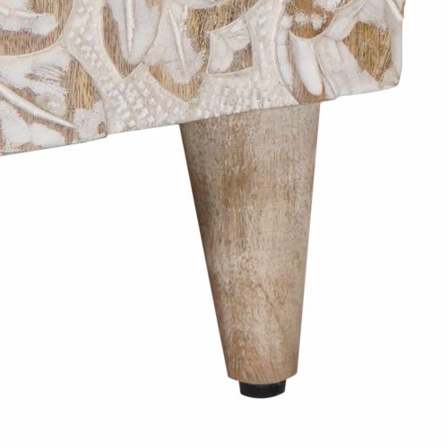 ТВ шкаф с рафт Бяло 80 x 31,5 x 46 см Солидно мангово дърво