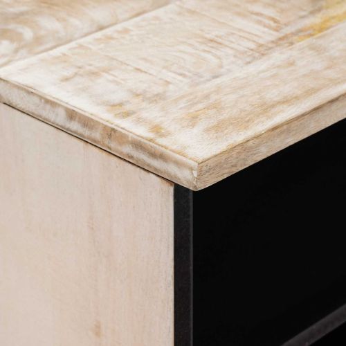 ТВ шкаф с рафт Бяло 100 x 33,5 x 46 см Солидно мангово дърво