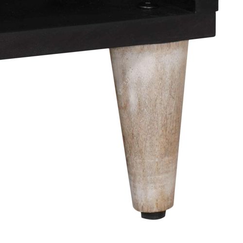 ТВ шкаф с рафт Бяло 100 x 33,5 x 46 см Солидно мангово дърво