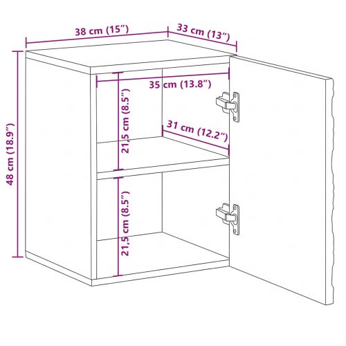 Окачен шкаф за баня със съхранение Бяло 38 x 33,5 x 48 см