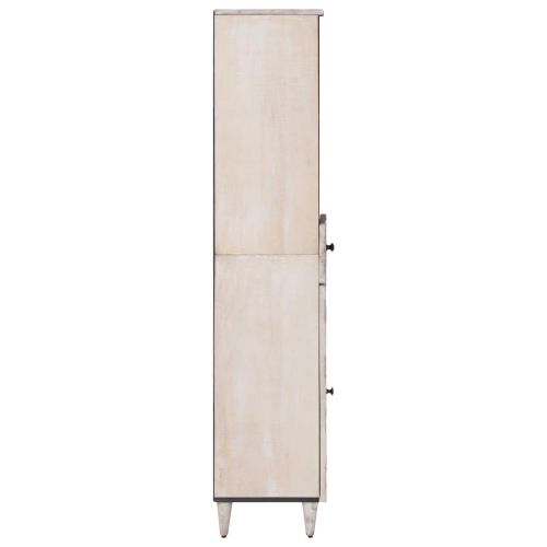 Шкаф за баня Бяло 38 x 33,5 x 160 см Солидно мангово дърво