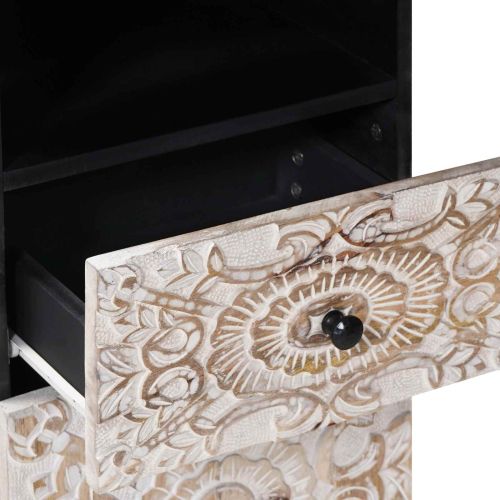 Шкаф за баня Бяло 38 x 33,5 x 160 см Солидно мангово дърво