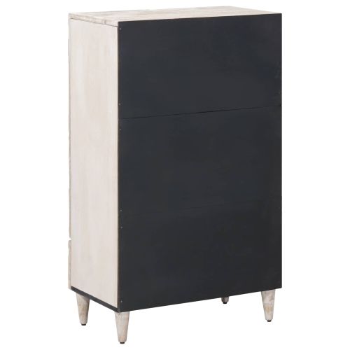 Висок шкаф с рафт Бяло 60 x 33,5 x 100 см Солидно мангово дърво