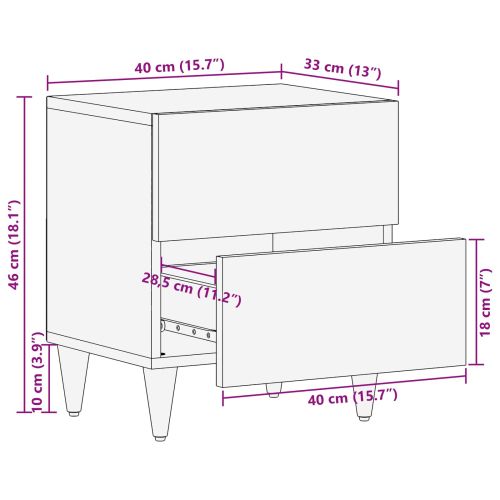 Нощно шкафче Кафяво 40 x 33,5 x 46 см Солидно мангово дърво