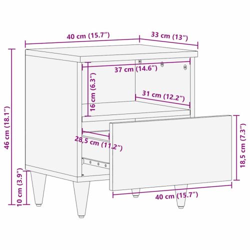 Нощен шкаф Кафяво 40 x 33 x 46 см Масивна акациева дървесина