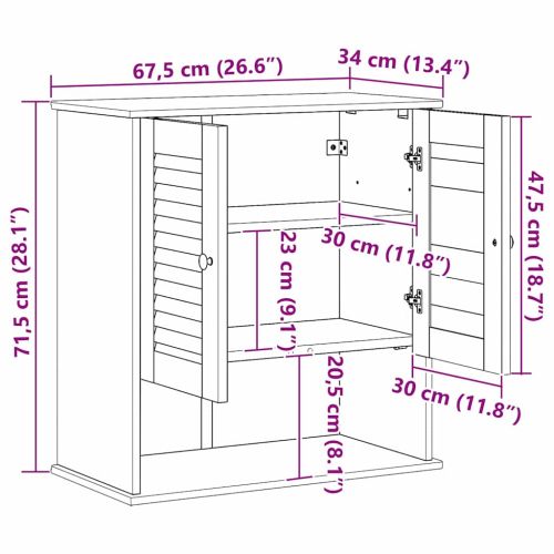 Шкаф за баня VIGO Бяло и антикварно бяло 67,5 x 34 x 71,5 см