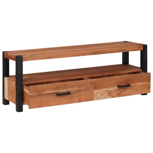 ТВ шкаф с чекмедже Кафяво 110 x 30 x 40 cm Акациево дърво масив