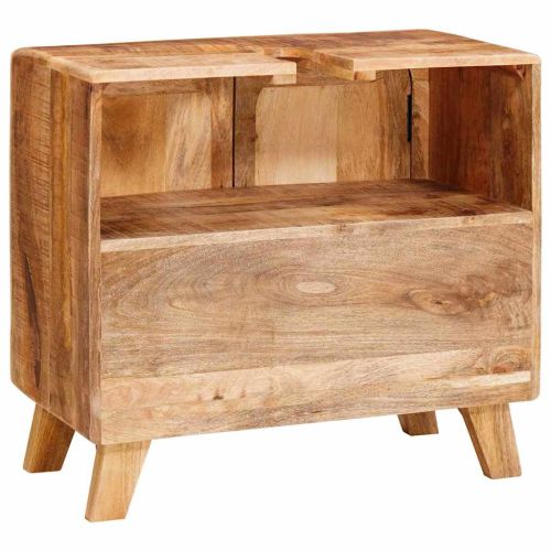 Шкаф за баня Кафяво Солидно мангово дърво и инженерно дърво