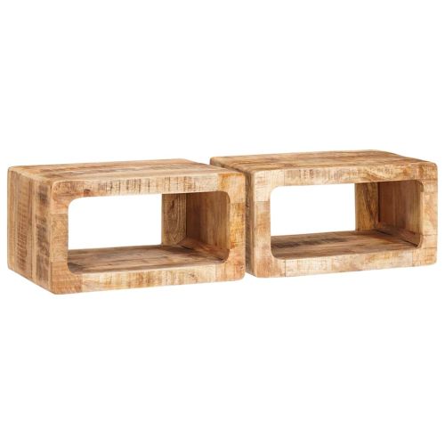 Нощно шкафче 2 pcs Кафяво 45 x 30 x 24 см Солидно мангово дърво