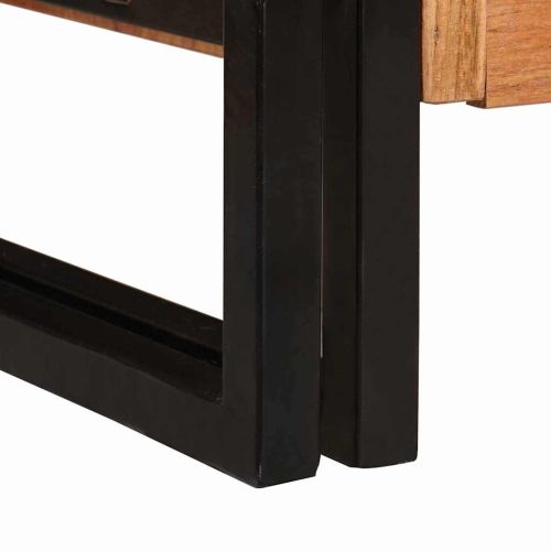 Стъклена витрина с врати Масивна акациева дървесина и метал