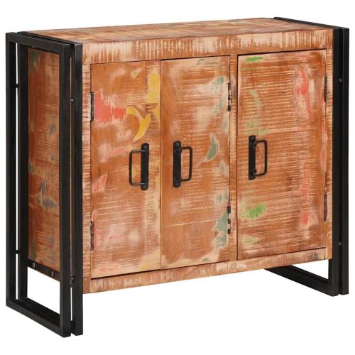 Стъклена витрина с врати Солидно рециклирано дърво и метал