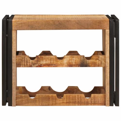 Винен рафт Кафяво 60 x 45 x 33 см Солидно грубо мангово дърво