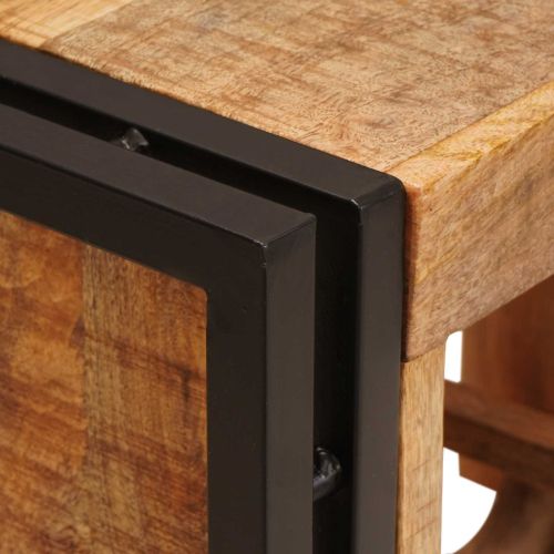 Винен рафт Кафяво 60 x 45 x 33 см Солидно грубо мангово дърво