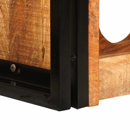 Винен рафт Кафяво 100 x 45 x 33 см Солидно грубо мангово дърво