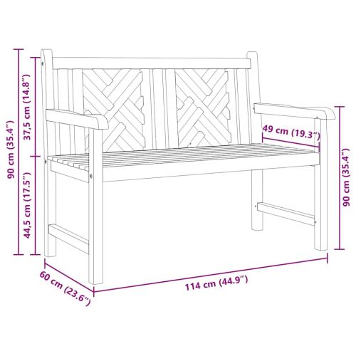Градинска пейка 114 x 60 x 90 см Солидно тиково дърво