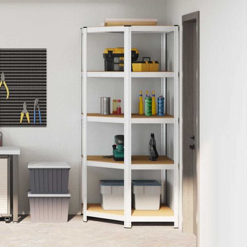 Ъглов рафт с рафт Сребрист 90 x 90 x 198 cm Инженерно дърво