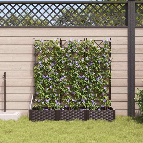 Градинска саксия 3 pcs Кафяво 120 x 40 x 125,5 см Пластмаса