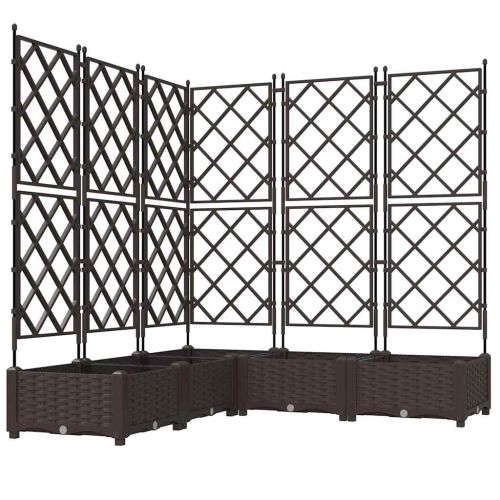 Градинска саксия 5 pcs Кафяво 120 x 120 x 125,5 см Пластмаса