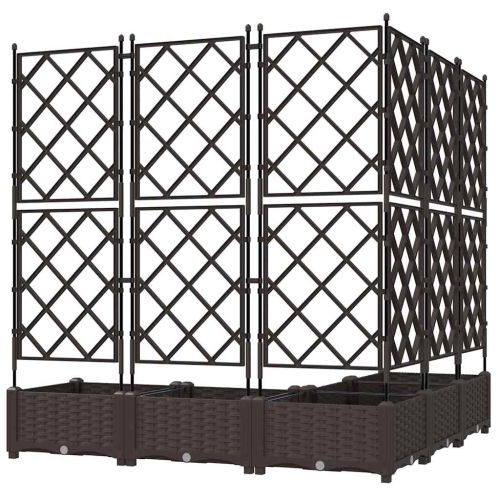 Градинска саксия 5 pcs Кафяво 120 x 120 x 125,5 см Пластмаса