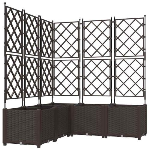 Градинска саксия 5 pcs Кафяво 120 x 120 x 143 см Пластмаса