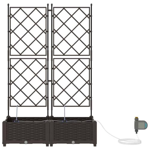 Градинска саксия 2 pcs Кафяво 80 x 40 x 126 см Пластмаса