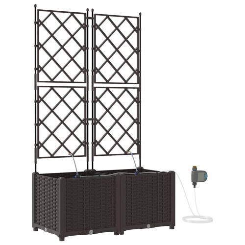 Градинска саксия 2 pcs Кафяво 80 x 40 x 142 cm Пластмаса