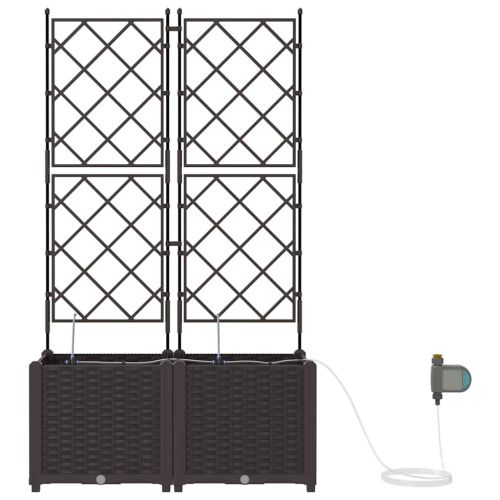 Градинска саксия 2 pcs Кафяво 80 x 40 x 142 cm Пластмаса